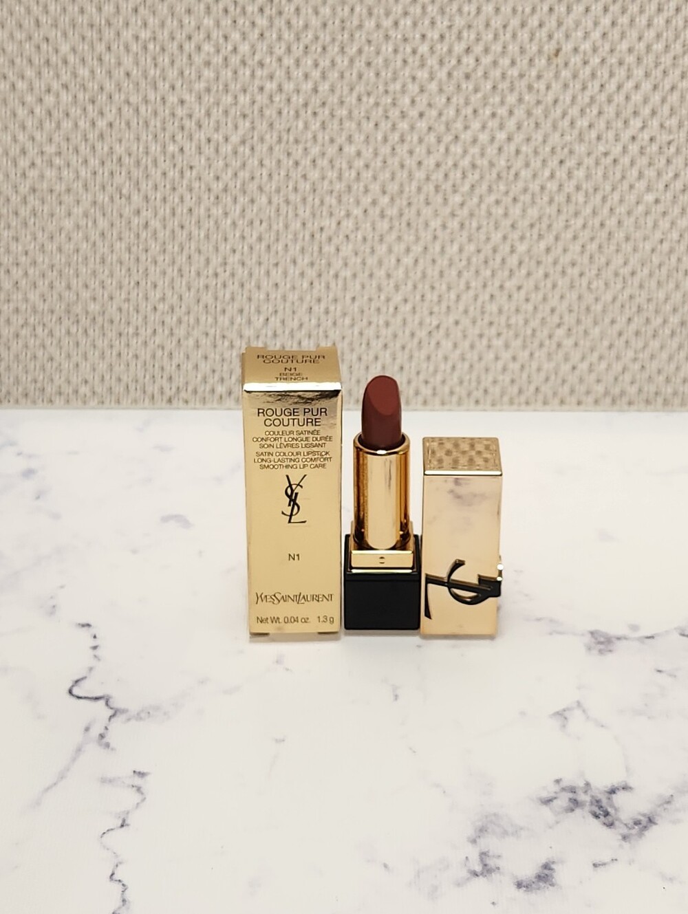 YSL Rouge Pur Couture Satin Colour Lipstick N1 Beige Trench MINI Travel Size